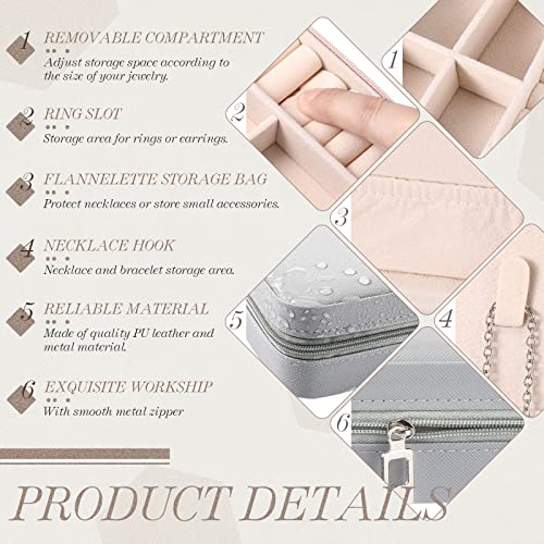 Yinkin 12 Pcs Mini Travel Jewelry Case Bridesmaid Proposal Gift Boxes, Small PU Leather Earring Organizer, Bulk Travel Accessories Portable Jewelry Holder(Gray) - color: Gray