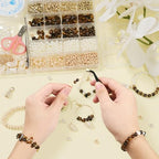 TOIPINIO Bracelet Making Kit Jewelry Making Supplies Kit Natural Stone Beads for Irregular Natural Stone with for DIY Craft -1736 PCS Friendship Bracelet/Necklace/Earrings for Adults (Tiger's Eye) - color: Tiger’s Eye