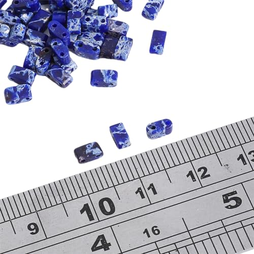 Beadia Royal Blue Imperial Jasper Stone Tila Beads 5x2mm Rectangle 2-Hole Spacer Beads for DIY Bracelet Earring Making 15"/Strand - color: Imperial Jasper Royal Blue, size: 5x2mm