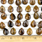 Cherry Blossom Beads Yellow Tiger Eye Beads 12x15mm Faceted Top-Drilled Teardrop - 8 Inch Strand - color: Yellow Tiger Eye