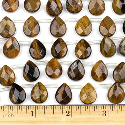Cherry Blossom Beads Yellow Tiger Eye Beads 12x15mm Faceted Top-Drilled Teardrop - 8 Inch Strand - color: Yellow Tiger Eye