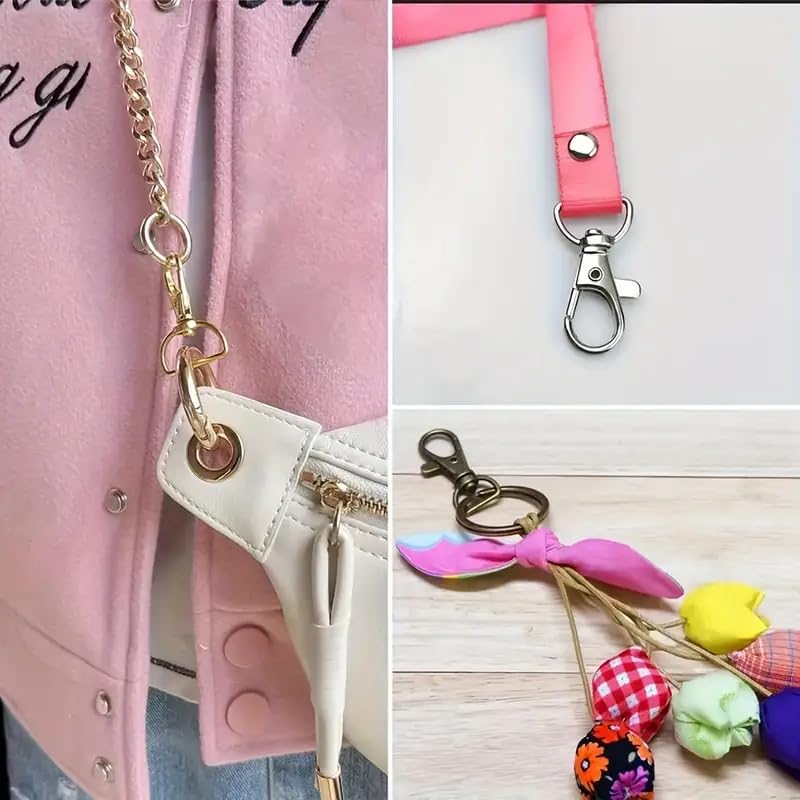 50Pcs Swivel Clasp Hooks D Ring Key Chain Clips, Metal Lobster Claw Clasps Trigger Clip Lanyard Snap Hook for Keychains Making Purse Hardware DIY Crafts 1 Inch Silver - color: silver