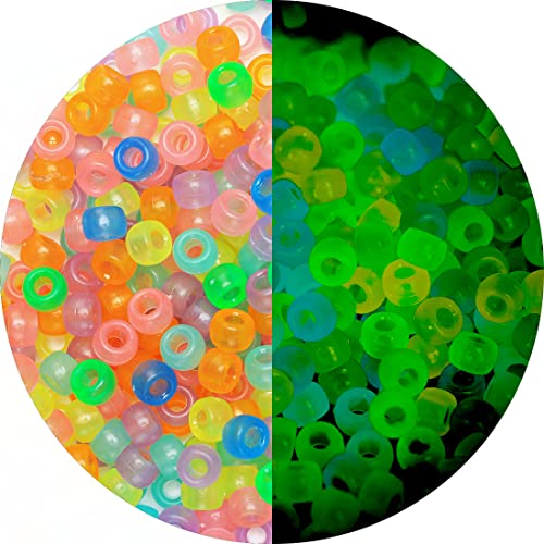 Iooleem Pony Beads(1000pcs Glow in The Dark Color),Beads for Jewelry Making, Crafts, Beading Supplies, Arts & Crafts Materials for Jewelry Making. - color: Glow in the dark, size: Medium Pack