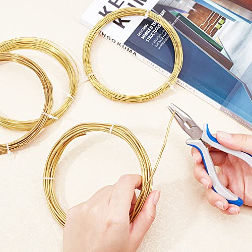 BENECREAT 12 Gauge 16.4 Feet Round Raw Copper Wire Gold Brass Wire for Beading Craft and Jewelry Making - size: 12 Gauge