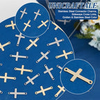 UNICRAFTALE about 60Pcs 2 Colors Stainless Steel Cross Connector Charms Links Easter Theme Crucifix Cross Charms Double Hole Sideways Cross Links Pendants for Bracelet Necklace Jewelry Making 23mm