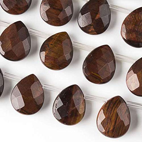 Cherry Blossom Beads Red Tigereye Faceted 12x15mm Top Drilled Teardrop - 12 pcs/ 8 inch Strand - color: Red Tiger Eye