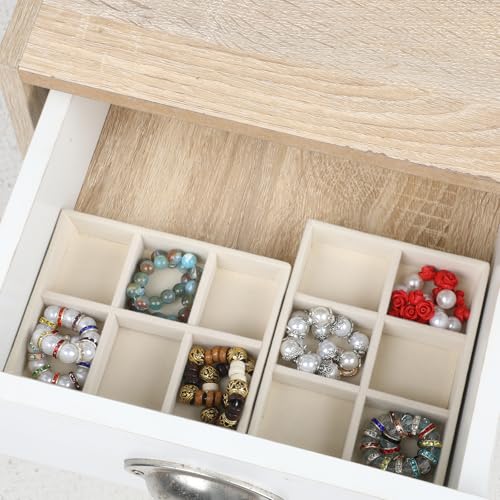 2 Pcs Stackable 6 Grids Drawer Jewelry Organizer, Premium Velvet Jewelry Box Inserts Felt Jewelrys Tray for Drawers Inserts Storage Tray Display Case Stud Earrings Bracelets Necklace Rings
