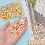 100Pcs Bowknot Charms, Alloy Bow Pendants Bowknot Jewelry Bulk Dangle Charms Elegant Earring Pendants for Earrings Necklace Bracelet Keychain Jewelry Making DIY Crafts - color: Gold