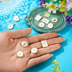 Craftdady Golden Plated Enamel Pendants White Oval Flat Round Dangle Charms for DIY Earrings Necklace Bracelet Making - color: 18K Gold Plated-6 Styles