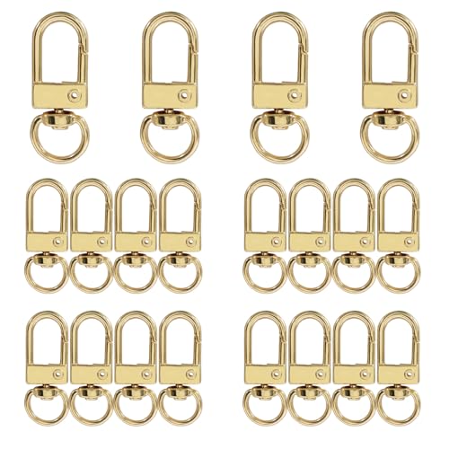 20Pcs Gold Metal Lobster Claw Clasps, Swivel Lanyards Snap Hooks for Jewelry Making, Keychain,Bag Connector - color: gold