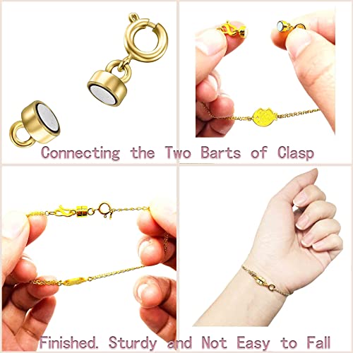 OHINGLT Strong Magnetic Necklace Clasps and Closures,Gold Plated Jewelry Clasps Converters for Bracelet Necklaces Chain - color: 8Pcs Gold
