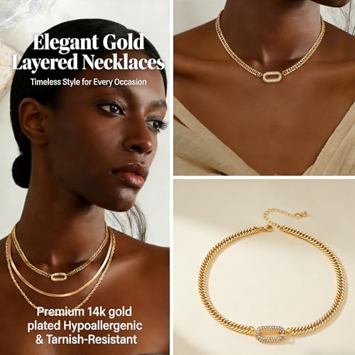 Gold Necklace for Women - Chunky 14K Gold Plated Chain Necklace Cuban Link Paperclip Chain Herringbone Statement Choker Necklace for Women Simple Trendy Jewelry Gifts - style: 6mm-cuban chain-gd