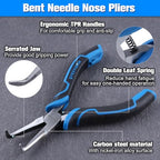 SPEEDWOX Bent Needle Nose Pliers With Serrated Jaw 45-Degree Bent Pliers Tweezer Long Nose Plier With Teeth Jewelry Making For Bending Gripping Needle Remover Fishing Plier - style: Bent Needle Nose Pliers