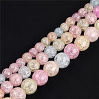 JOE FOREMAN 6mm Dyed Semi Precious Round Mixed Crackle Rock Quartz Gemstone Beads for Jewelry Making Strand 15" - size: 6MM
