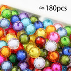 20mm Chunk Bubblegum Beads 180pcs Transparent, Colorful, Multifaceted Acrylic Bead Color Beadable Beads for Pen Bag Jewelry Making Necklace Bracelets (red&Green&Blue) - color: red&green&blue