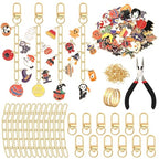 AUGSUN 189Pcs Halloween Keychain Making Kit, Charm Making Crafts 60 Halloween Charms 12 Keychain Clips Hooks 15 Extender Chains 100 Jump Ring for Crafts Accessories Holiday Gifts - style: Halloween