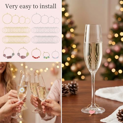 120Pcs Earring Hoops for Jewelry Making Mix Sizes Round Earring Beading Hoops Open Earring Wire Ring Accessories Jewelry Hoops for Jewelry Making DIY Craft (Gold,Silver)