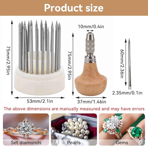 Frdhee Stone Setting Tools, 23PCS Beading Tools Set Gemstone Pearl Tightening Loosen Stone Tool Jewelry Making Repair Kit for Beading Setting Graver
