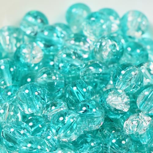 100Pcs 10mm Crackle Glass Beads for Jewelry Making - Round Spacer Crystal Beads Bulk, DIY Craft Supplies for Necklace Bracelet Earrings (Green Transparent) - color: Green Transparent