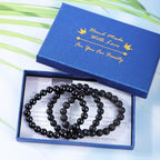 2/3-Pieces 4mm 6mm 8mm Natural Crystal Gemstone – Handmade Reiki Energy Healing Stretch Bracelets Jewelry for Yoga, Meditation, Unisex - color: 3 Pieces (BlackLava&BlackOnyx&MatteBlackAgate), size: 8mm