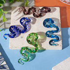 FASHEWELRY 5Pcs Handmade Cartoon Snake Lampwork Glass Pendants 3D Animals Glass Charms for DIY Jewelry Making - color: Snake