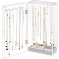 Lolalet Necklace Holder Organizer, Acrylic Jewelry Organizer with 24 Hooks, Rotating Clear Necklaces Display Box, Dust-proof Jewelry Storage Case with Velvet Tray -Clear - color: 2 -Clear
