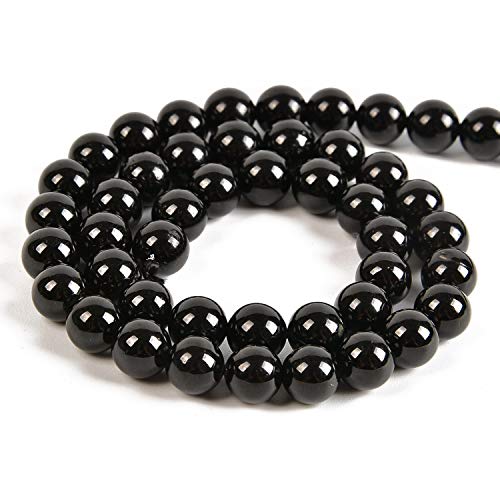 36pcs 10mm Natural Black Tourmaline Gemstone Round Spacer Loose Stone Beads for Jewelry Making 15.5" 1 Strand (Black Tourmaline, 10mm 36Beads) - color: Black Tourmaline, size: 10mm 36Beads