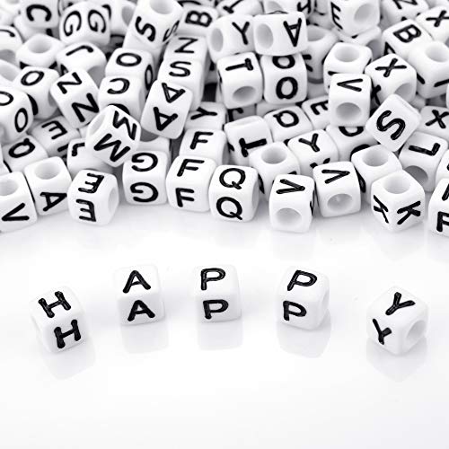 Augshy 700PCS White Letter Beads Alphabet Beads for Making DIY (6mm) - style: Alphabet Style