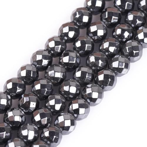 HAAMIIQII 100pcs 4mm Natural Black Hematite Loose Gemstone Beads Faceted Round Spacer Stone Beads for Jewelry Making DIY Bracelets Necklaces Crafting - color: Faceted Round, size: 4mm