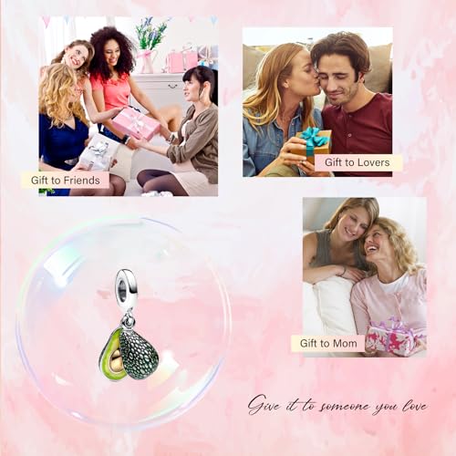 S925 Bead Dangle Charms for Bracelets Necklaces, Compatible with Pandora, Jewelry Making - style: Avocado Double Dangle Charm