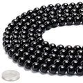 70PCS Natural 8MM Healing Gemstone, Black Tourmaline Energy Stone Round Loose Beads, Semi-Precious Crystal Beads with Free Elastic String for Jewelry Making DIY - color: Black Tourmaline, size: 8MM