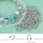 300Pcs Wire Guardian Protectors 0.7mm Hole U Shape Wire Guard Loops Thread Protector for Jewelry Making Findings Earring Necklaces Bracelet DIY Supplies (Silver) - color: silver