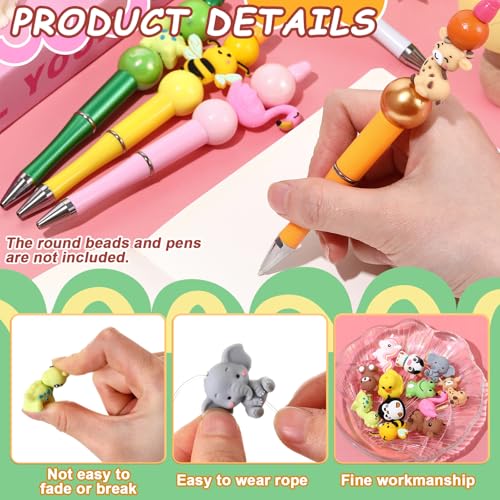 Watersay 12 Pcs 3D Silicone Focal Beads Pens Beads Bulk for Beadable Keychain DIY Crafts Necklace Bracelet Phone Chain Charms Jewelry Making (Animals A) - style: Animals A