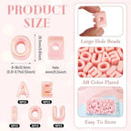 Cheriswelry 50Pcs Large Hole Letter Beads Acrylic Vowel Alphabet Bead European Slide Charm Bracelet Bead 20.5x8mm for DIY Jewelry Making Keychain Necklace Making Supplies Hole:6mm - color: Pink
