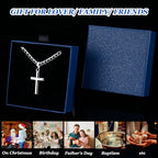 Besteel 925 Sterling Silver Cross Necklace for Men Women - 5mm 316L Stainless Steel Cuban Link Chain - Religious Baptism Easter Spring Cross Pendant Simple Faith Jewelry 16-30 Inches - size: 20 in=51 cm (Men's Short)