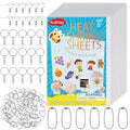 Auihiay 125PCS Shrink Dink Sheets Keychains Kit, 12PCS Shrinky Papers with Keychains and Open Jump Rings for DIY Shrinky Art Keychain Making, Halloween & Christmas Craft Decor - size: 125PCS