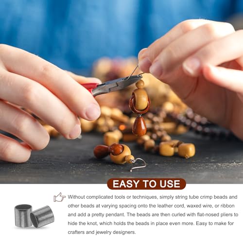 uxcell 500 Pcs Tube Crimp Beads, 2x2mm Copper Crimp Beads End Stopper Beads Tiny Loose Spacer Beads for Earrings Necklaces Bracelets Pendant DIY Crafts, Black - color: Black, size: 1.6 mm