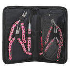 The Beadsmith Pink Camouflage Set – 6 Piece Kit: Pistol Grip Chain Nose, Round Nose, Flat Nose, Side Cutter Pliers w/Tweezers, Reamer and Zippered Pouch – 6 Inch Jewelry Making Tools