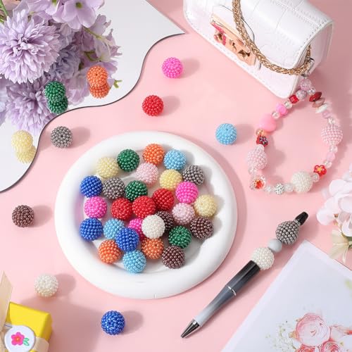 SUNNYCLUE 44Pcs Bubblegum Beads Bulk 20mm Colorful Chunky Bead 1.8mm Berry Pearl Luster Large Round Beadable Pen Charms Plastic Loose Spacer Findings for Jewelry Making Accessories Kits - color: 44pcs 20mm Berry Beads