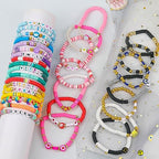 LUYI 32 Pcs Preppy Jewelry Bracelets for Women Clay Bead Colorful Surfer Heishi Bracelet Set Stackable Beaded Friendship Stretch Bracelets Boho Y2K Summer Beach Elastic Layering Bracelets - style: 32PCS-Bracelets