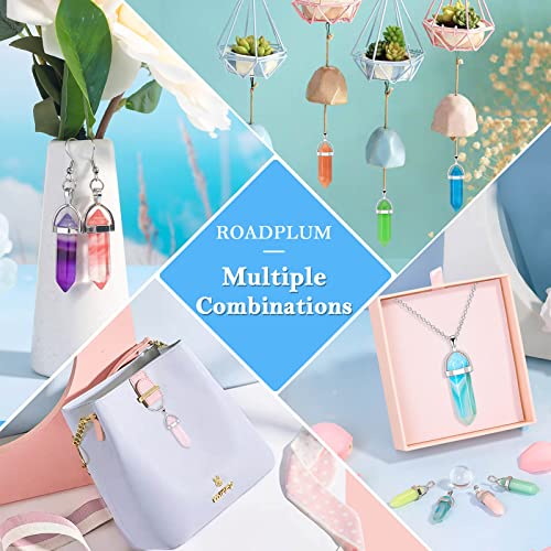 ROADPLUM 40Pcs Healing Crystal Pendants, Glow in the Dark Gemstone Charm, Hexagonal Chakra, Natural Quartz Stone, Necklace Pendants for Jewelry Making