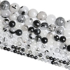 4MM 86PCS Natural Crystal Stone Black Rutile Quartz Gemstone 2A Grade Loose Beads for Jewelry Making DIY Bracelet Necklace Semi Precious Beads 1 Strand - color: Black Rutile Quartz, size: 4mm