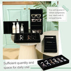 Juexica 4 Pcs Velvet Sunglasses Organizer Tray 6 Grid Sunglass Organizer Velvet Tray Stackable Glasses Display Case for Women Glasses Jewelry Display Watch (Black) - color: Black