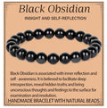LPBeads Handmade Natural Gemstone Stretch Elastic Bracelet Healing Crystal Round Stone Beads Jewelry Gifts for Women Men - color: Black Obsidian, size: 8mm