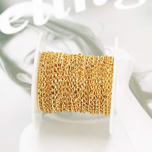 33FT Gold Silver Twisted Cable Chains Stainless Steel Necklace Jewelry Chains Extender Chains Link Bulk for Jewelry Makings - color: Gold, size: Chain Width 2.0mm
