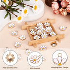 Beadthoven 100pcs Enamel Charms Cherry Blossom Daisy Flower Pendants Gold Plated Small Cute Bulk for Jewelry Making Bracelet Necklace Earrings Keychain DIY Accessories - color: Daisy*-White