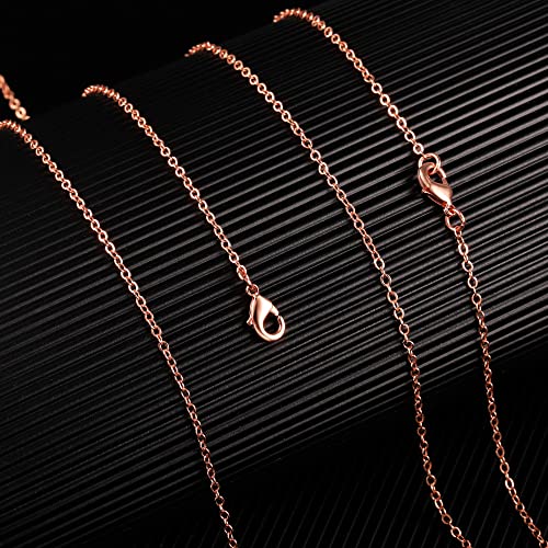 ALEXCRAFT Wholesale 12PCS Rose Gold Plated Solid Brass Chain Hypoallergenic Flat Cable Chains Link Bulk for Jewelry Making (20"(2.0MM)) - color: Rose Gold, size: 20 inch-0.079 inch