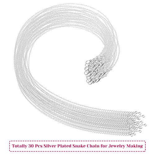 30 Pack Necklace Chains Bulk for Jewelry Making, Selizo Bulk Necklace Chains Silver Plated Cable Chains for Jewelry Making, 1.2 mm (18 Inches) - size: 18 Inches