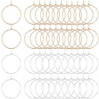 Beebeecraft 1 Box 100Pcs Hoop Earring Findings 316 Surgical Stainless Steel Hoop Ear Wire 20mm Wine Glass Charms Rings for Jewelry Making DIY Crafts (Gold, Silver) - color: Gold and Silver, size: 20mm