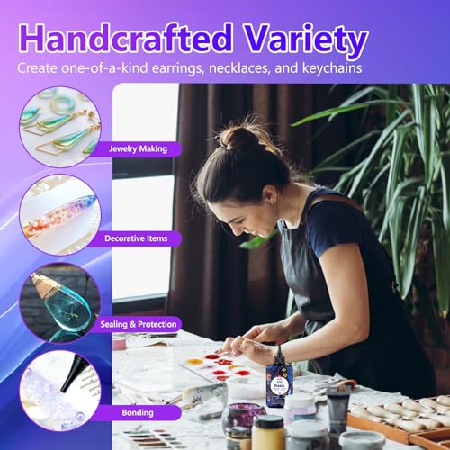 KISREL UV Resin Jewelry Making Kit - 100g Crystal Clear UV Resin and Jewelry Molds, Fast Curing for Keychains, Earring Making, DIY Craft Decorations - size: 100g